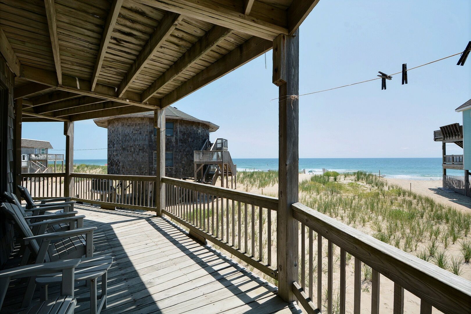 Views of other homes form the patio of one of our Cape Hatteras Airbnbs