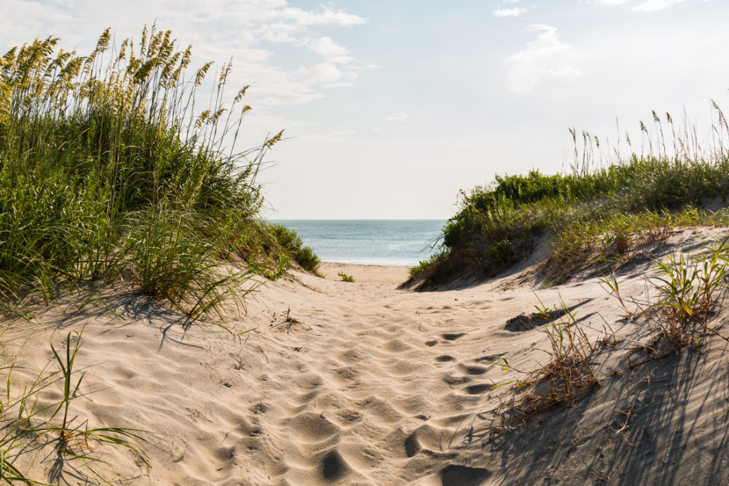 A sandy pathway to Coquina Beach in Cape Hatteras