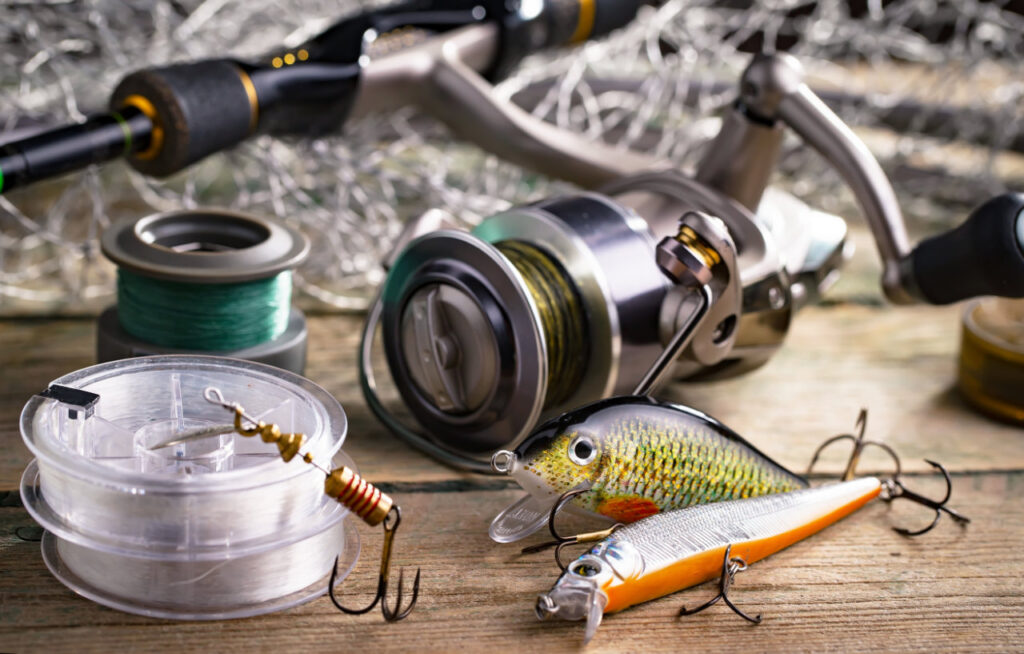 a table of fishing tackle